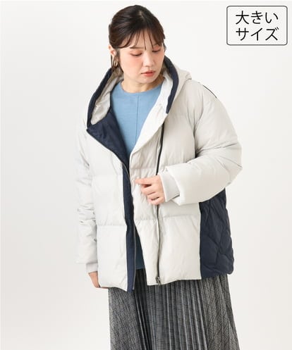 OLJLD04239 eur3 【大きいサイズ】エアリーナイロンショートダウンコート