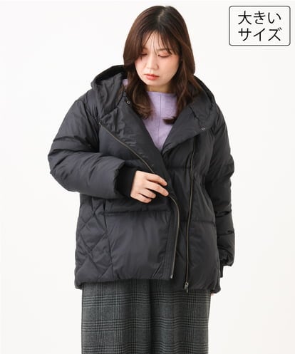 OLJLD04239 eur3 【大きいサイズ】エアリーナイロンショートダウンコート