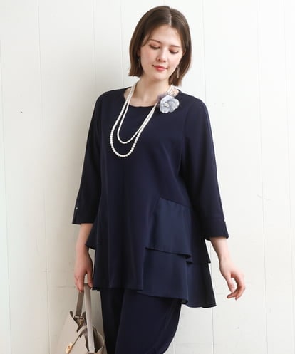 OLKDD01099 eur3 【大きいサイズ/セットアップ対応】カットジョーゼットバックティアードカットソー