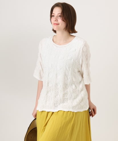 OLKFD19099 eur3 【大きいサイズ】シャーリングレースアンサンブル