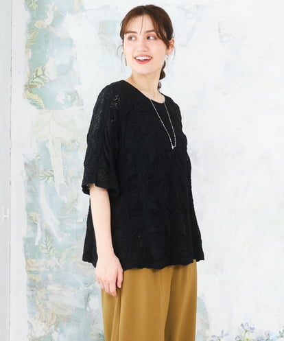 OLKFD19099 eur3 【大きいサイズ】シャーリングレースアンサンブル