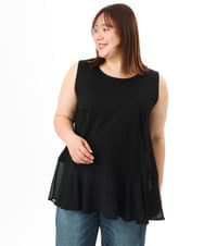 OLKFD40049 eur3(エウルキューブ) 【大きいサイズ】裾シフォンタンクトップ ブラック