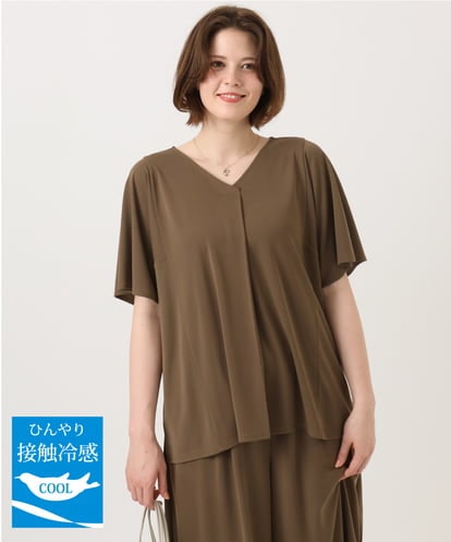 OLKGD27079 eur3 【大きいサイズ/接触冷感/セットアップ対応】Vネックジャージートップス