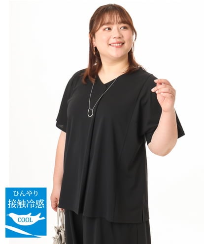 OLKGD27079 eur3 【大きいサイズ/接触冷感/セットアップ対応】Vネックジャージートップス