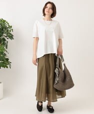 OLKGD34054 eur3(エウルキューブ) 【大きいサイズ/UVカット/接触冷感】コットンエンボスロゴＴシャツ ホワイト