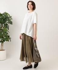 OLKGD34054 eur3(エウルキューブ) 【大きいサイズ/UVカット/接触冷感】コットンエンボスロゴＴシャツ ホワイト