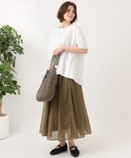 OLKGD34054 eur3(エウルキューブ) 【大きいサイズ/UVカット/接触冷感】コットンエンボスロゴＴシャツ ホワイト