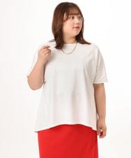 OLKGD34054 eur3(エウルキューブ) 【大きいサイズ/UVカット/接触冷感】コットンエンボスロゴＴシャツ ホワイト