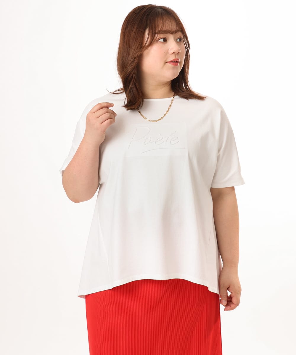 OLKGD34054 eur3(エウルキューブ) 【大きいサイズ/UVカット/接触冷感】コットンエンボスロゴＴシャツ ホワイト