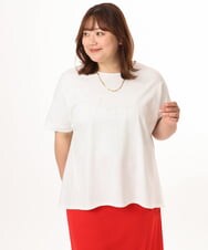 OLKGD34054 eur3(エウルキューブ) 【大きいサイズ/UVカット/接触冷感】コットンエンボスロゴＴシャツ ホワイト