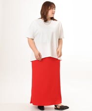 OLKGD34054 eur3(エウルキューブ) 【大きいサイズ/UVカット/接触冷感】コットンエンボスロゴＴシャツ ホワイト