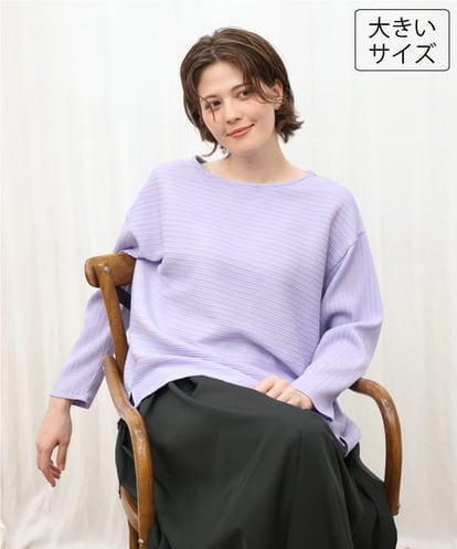 OLKKD06069 eur3 【大きいサイズ】シャーリングリップルカットソー