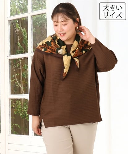 OLKKD06069 eur3 【大きいサイズ】シャーリングリップルカットソー