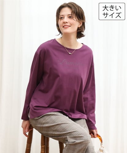 OLKKD09064 eur3 【大きいサイズ】ドロップショルダーロゴTシャツ