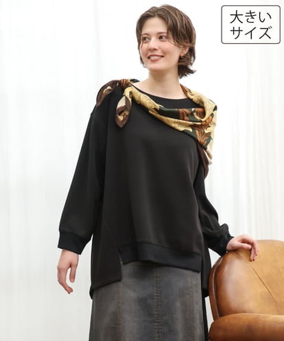 OLKKD11089 eur3 【大きいサイズ】袖リブイレヘムカットソー
