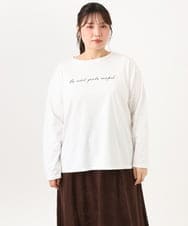 OLKLD16064 eur3(エウルキューブ) 【大きいサイズ】コットンロゴ長袖Tシャツ ホワイト