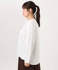 OLKLD16064 eur3(エウルキューブ) 【大きいサイズ】コットンロゴ長袖Tシャツ ホワイト