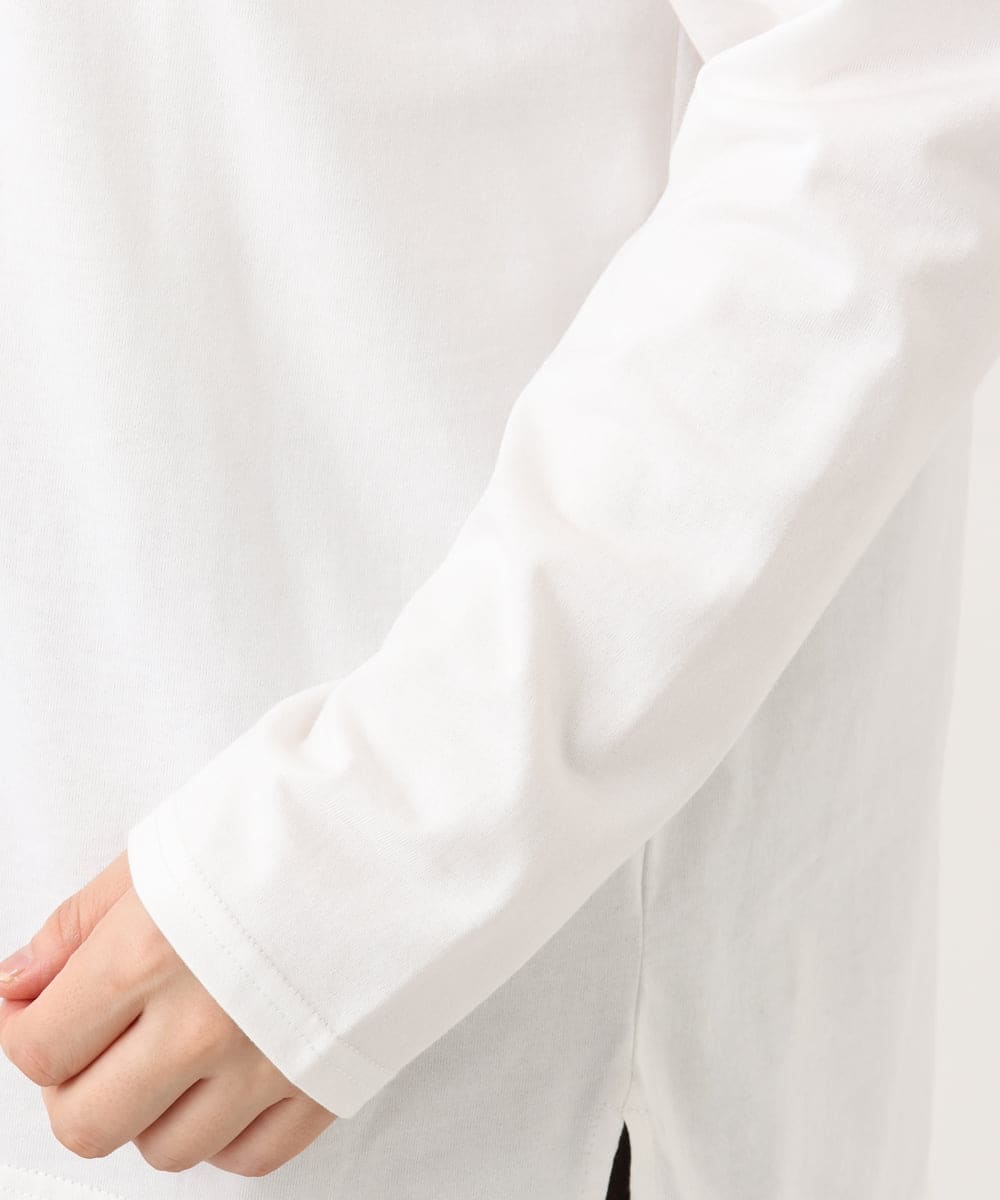 OLKLD16064 eur3(エウルキューブ) 【大きいサイズ】コットンロゴ長袖Tシャツ ホワイト