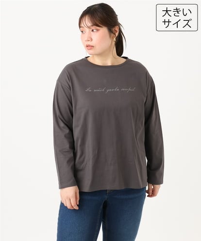 OLKLD16064 eur3 【大きいサイズ】コットンロゴ長袖Tシャツ