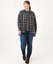OLKLD16064 eur3(エウルキューブ) 【大きいサイズ】コットンロゴ長袖Tシャツ ダークグレー