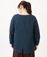 OLKLD19069 eur3(エウルキューブ) 【大きいサイズ】千鳥ジャカードカットソー ネイビー