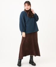 OLKLD19069 eur3(エウルキューブ) 【大きいサイズ】千鳥ジャカードカットソー ネイビー