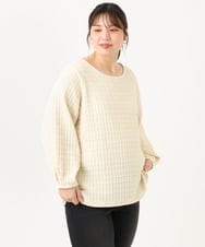 OLKLD19069 eur3(エウルキューブ) 【大きいサイズ】千鳥ジャカードカットソー アイボリー