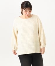 OLKLD19069 eur3(エウルキューブ) 【大きいサイズ】千鳥ジャカードカットソー アイボリー