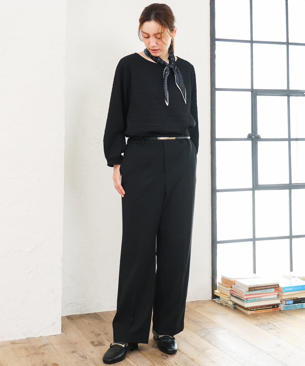 OLKLD19069 eur3(エウルキューブ) 【大きいサイズ】千鳥ジャカードカットソー ブラック