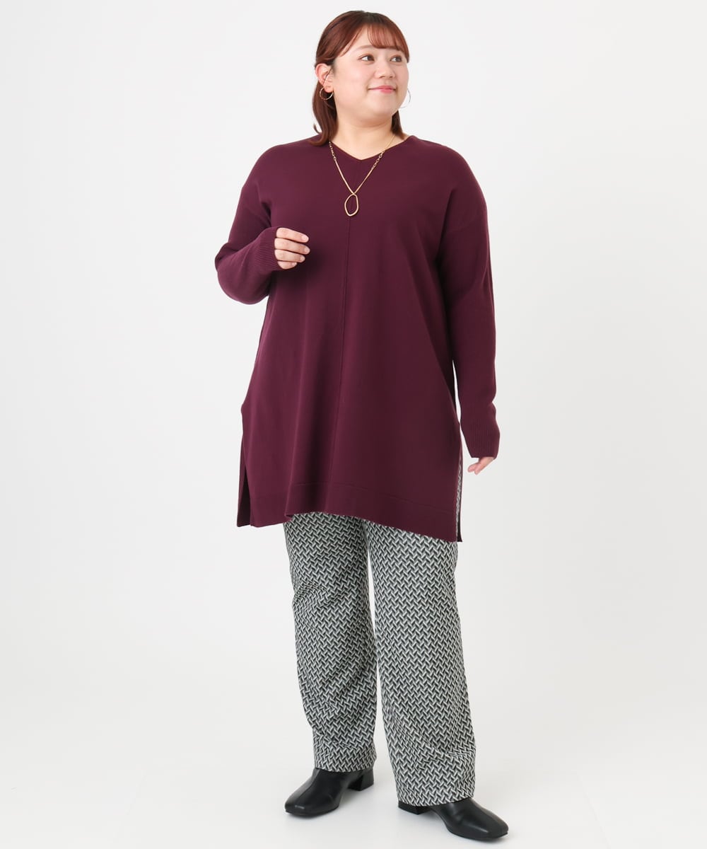 OLLBD22099 eur3(エウルキューブ) 【大きいサイズ】ストレートジャージーパンツ ダークグレー(93)