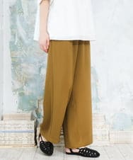OLLFD18099 eur3(エウルキューブ) 【大きいサイズ】ストレッチワイドイージーパンツ キャメル