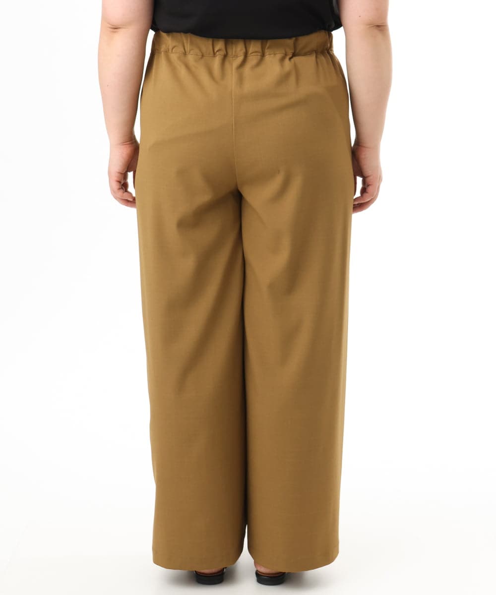 OLLFD18099 eur3(エウルキューブ) 【大きいサイズ】ストレッチワイドイージーパンツ キャメル