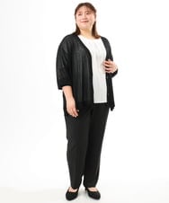 OLLGD08119 eur3(エウルキューブ) 【大きいサイズ/機能素材】洗えるカノコセンタープレスパンツ ブラック