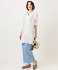 OLLGD20079 eur3(エウルキューブ) 【大きいサイズ】カットプリーツパンツ ブルー
