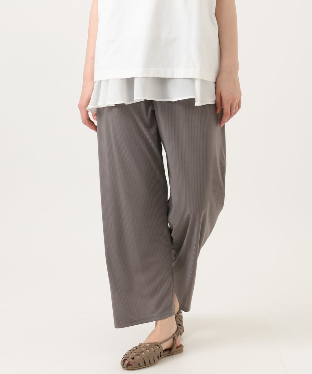 OLLGD20079 eur3(エウルキューブ) 【大きいサイズ】カットプリーツパンツ グレー