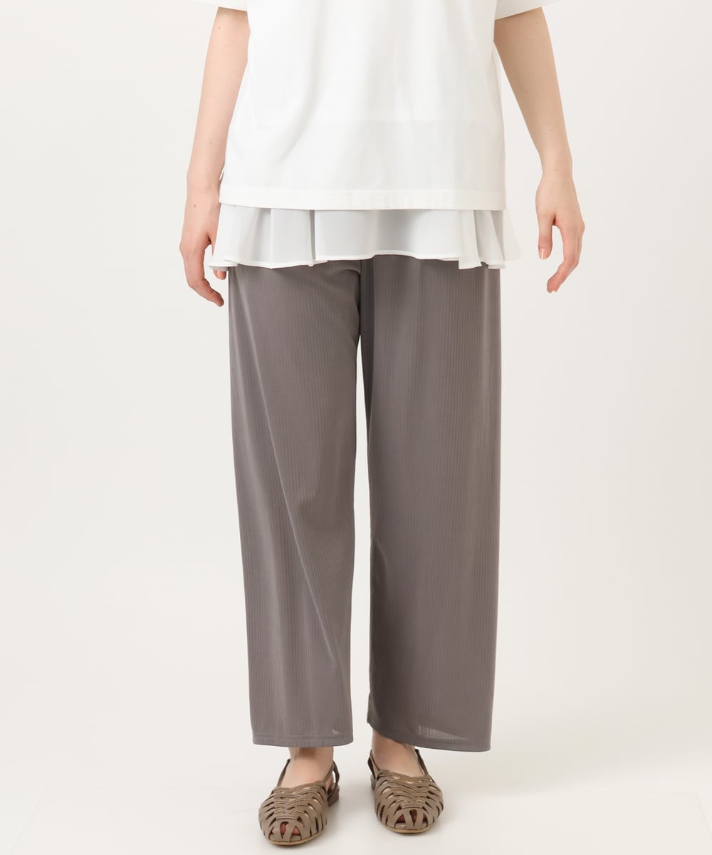 OLLGD20079 eur3(エウルキューブ) 【大きいサイズ】カットプリーツパンツ グレー