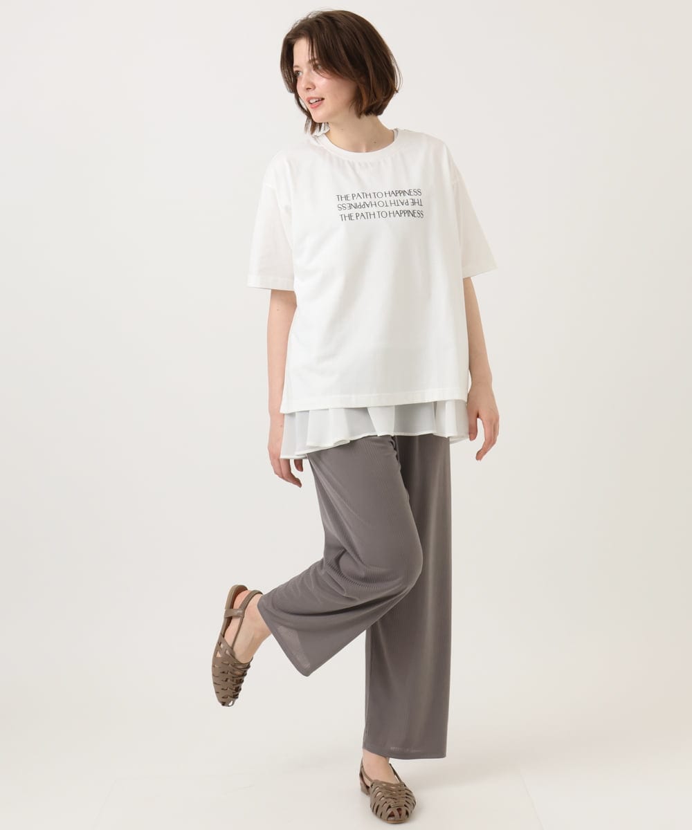 OLLGD20079 eur3(エウルキューブ) 【大きいサイズ】カットプリーツパンツ グレー
