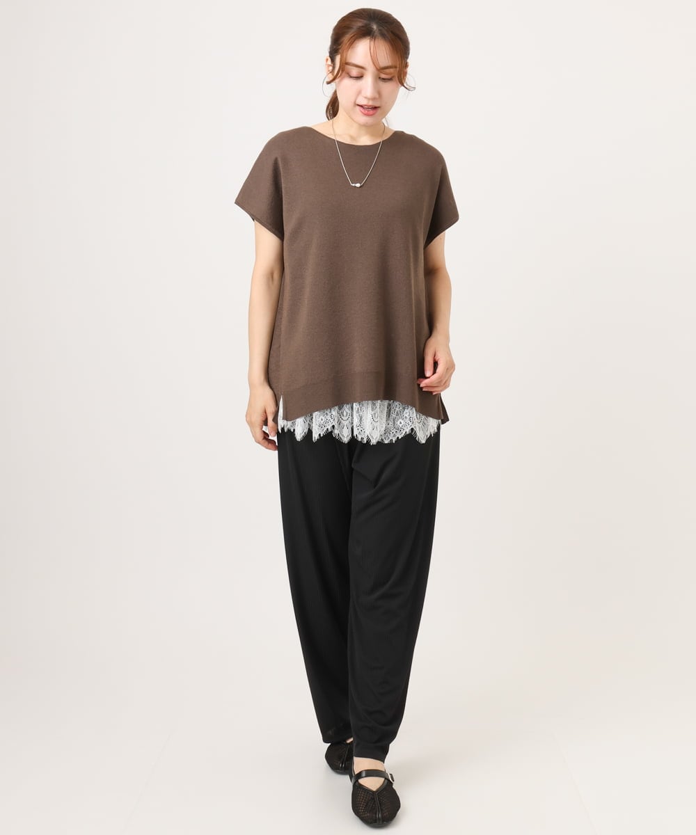 OLLGD20079 eur3(エウルキューブ) 【大きいサイズ】カットプリーツパンツ ブラック