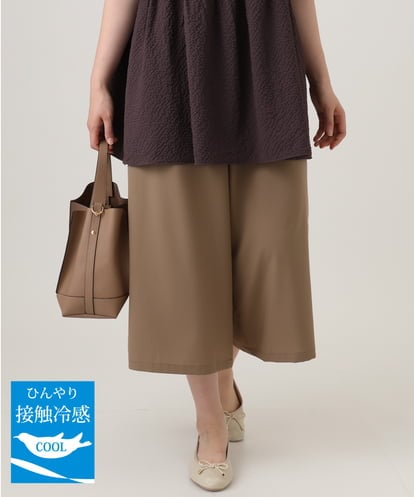 OLLID23099 eur3 【大きいサイズ/接触冷感】エステルストレッチワイドパンツ