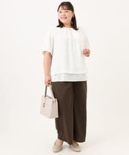 OLLID34099 eur3(エウルキューブ) 【大きいサイズ】エアリーメッシュイージーパンツ ダークブラウン