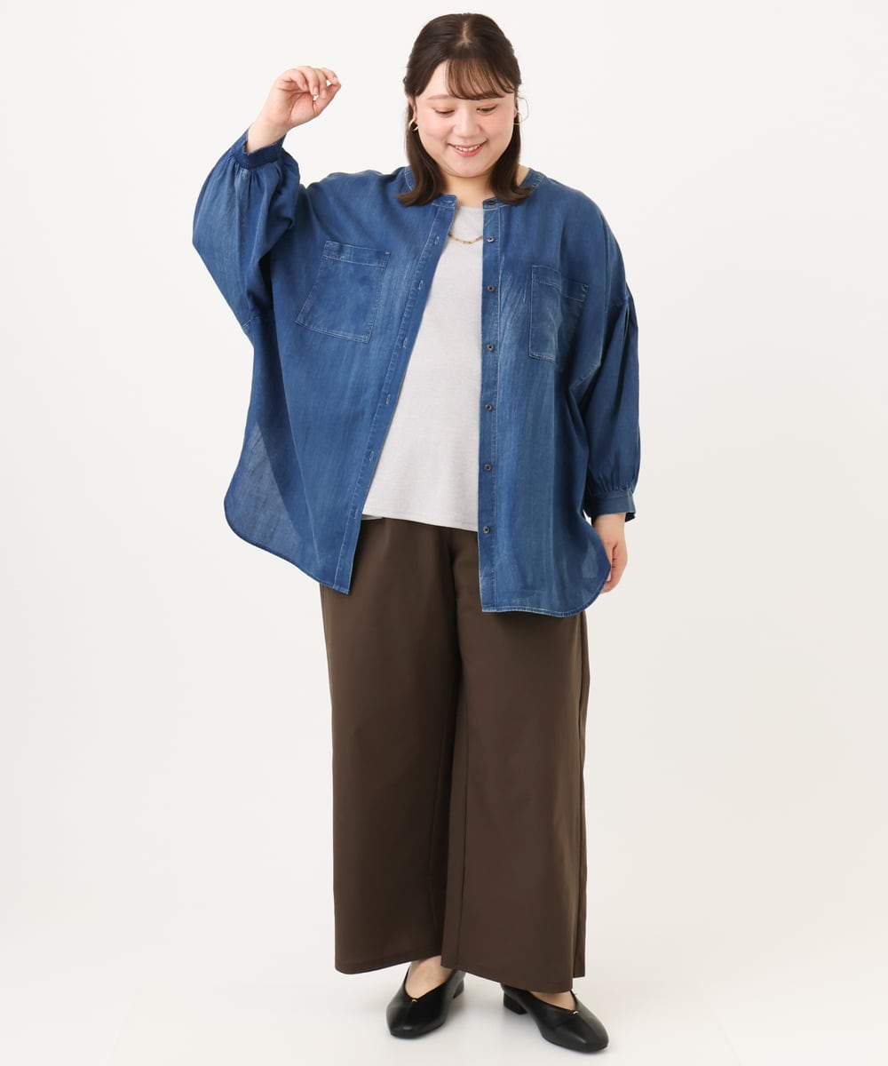 OLLID34099 eur3(エウルキューブ) 【大きいサイズ】エアリーメッシュイージーパンツ ダークブラウン