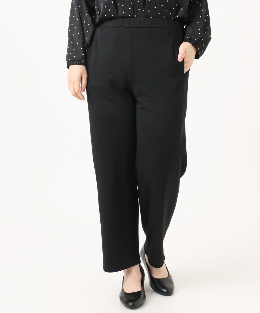 OLLKA03099 eur3(エウルキューブ) 【大きいサイズ】ポンチストレートパンツ ブラック(94)