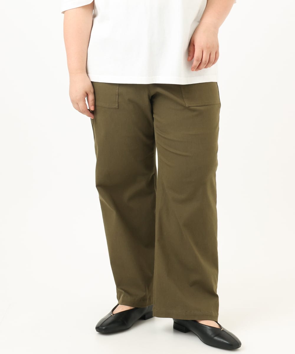 OLLKA04099 eur3(エウルキューブ) 【大きいサイズ】ストレッチベイカーパンツ カーキ(36)