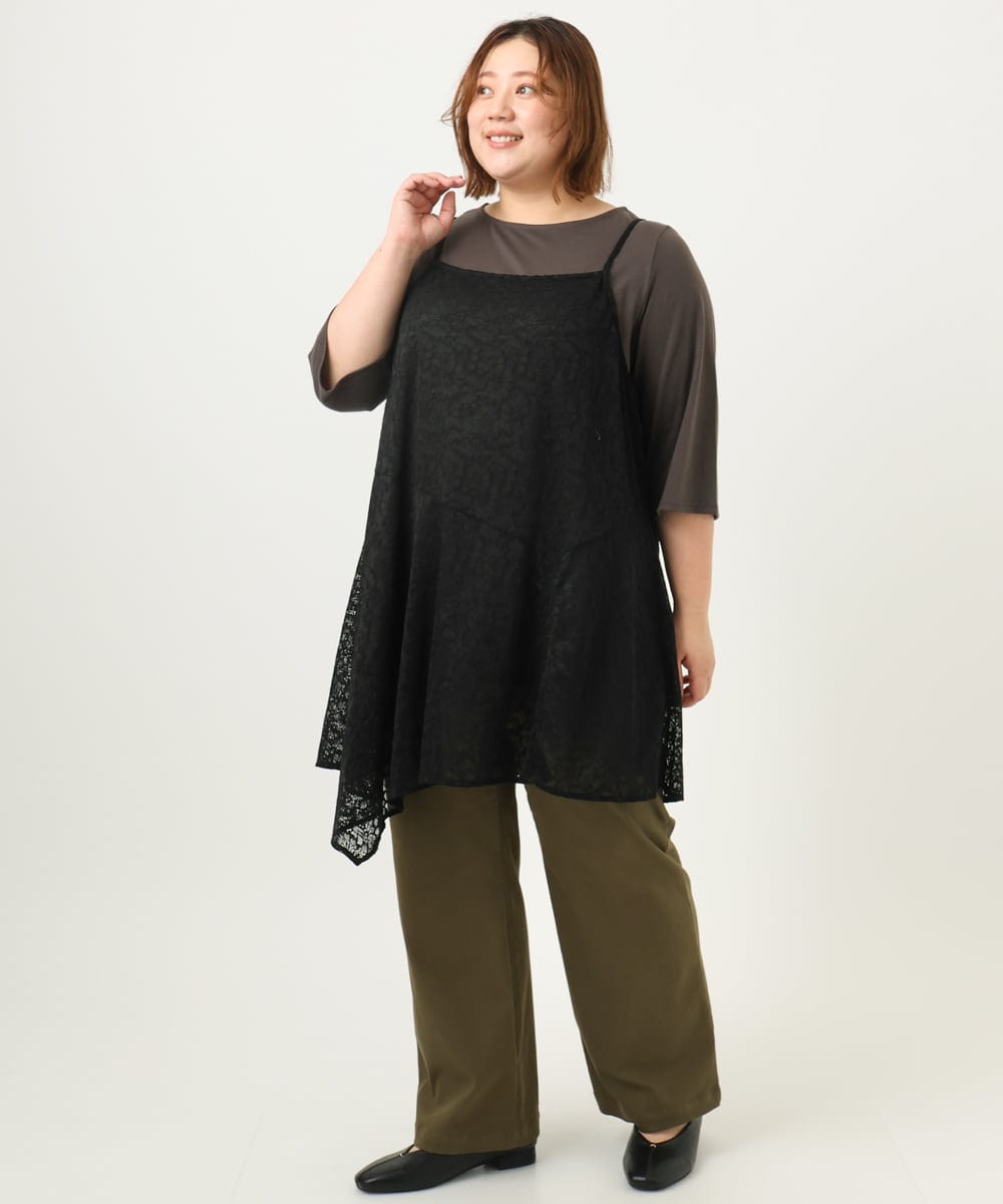 OLLKA04099 eur3(エウルキューブ) 【大きいサイズ】ストレッチベイカーパンツ カーキ(36)