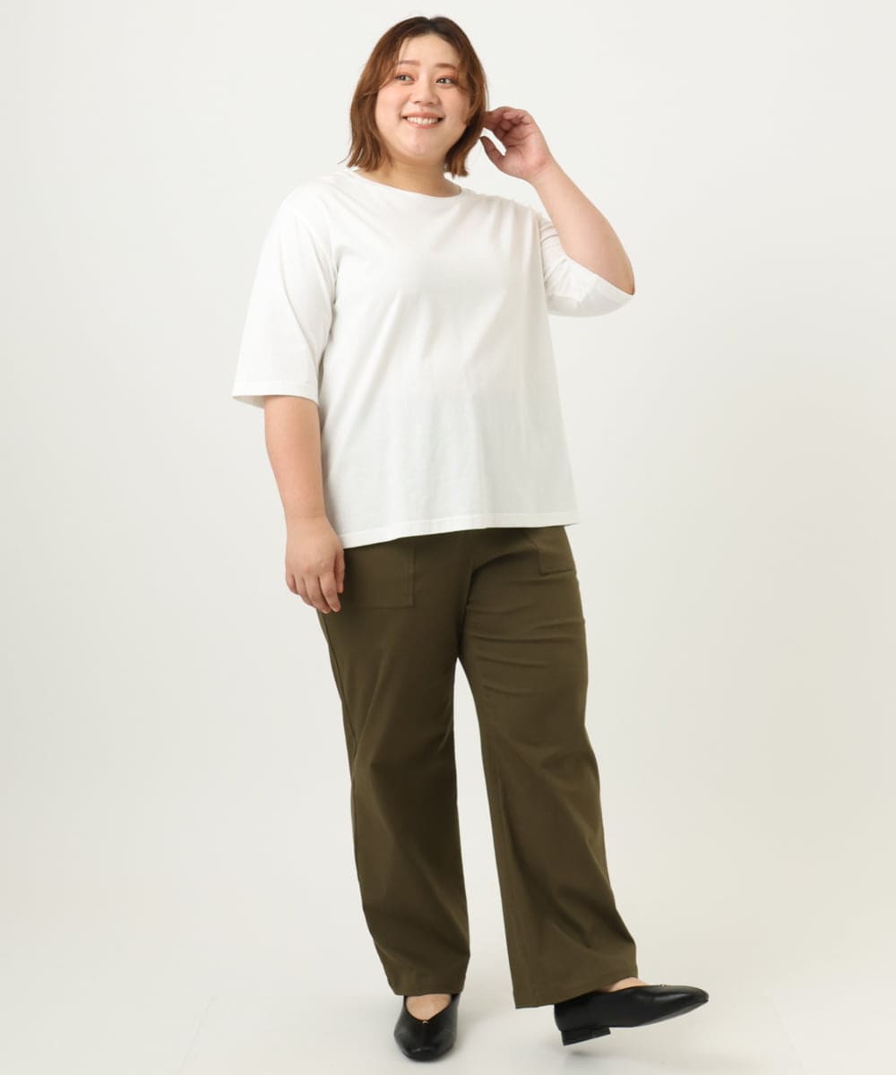OLLKA04099 eur3(エウルキューブ) 【大きいサイズ】ストレッチベイカーパンツ カーキ(36)