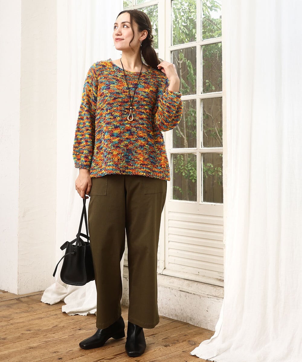 OLLKA04099 eur3(エウルキューブ) 【大きいサイズ】ストレッチベイカーパンツ カーキ(36)