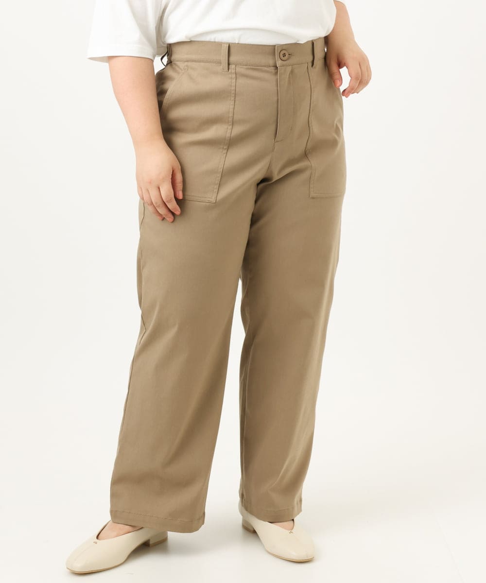 OLLKA04099 eur3(エウルキューブ) 【大きいサイズ】ストレッチベイカーパンツ モカ(84)