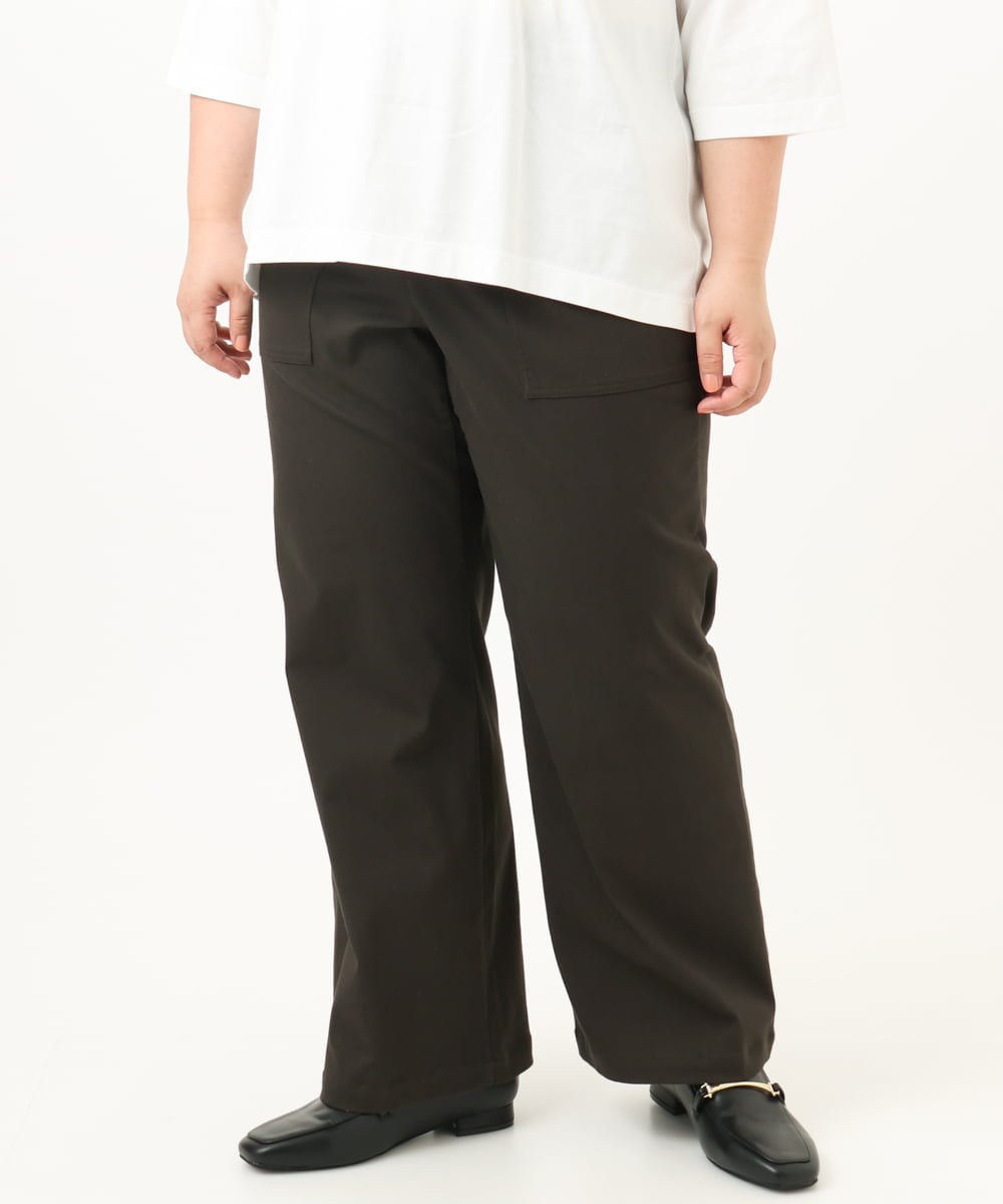 OLLKA04099 eur3(エウルキューブ) 【大きいサイズ】ストレッチベイカーパンツ ダークブラウン(87)