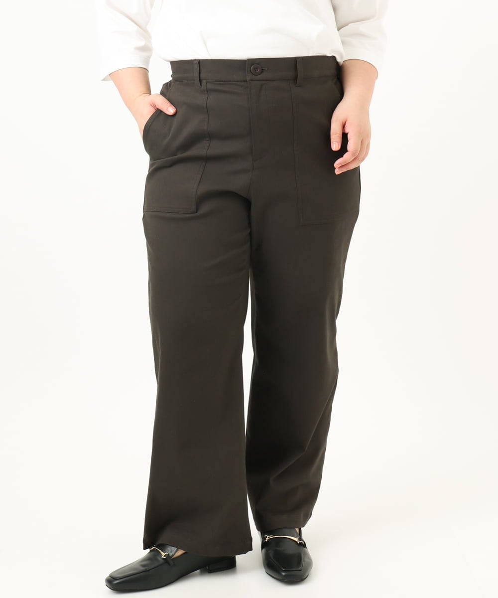 OLLKA04099 eur3(エウルキューブ) 【大きいサイズ】ストレッチベイカーパンツ ダークブラウン(87)