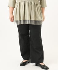 OLLKA04099 eur3(エウルキューブ) 【大きいサイズ】ストレッチベイカーパンツ ブラック(94)
